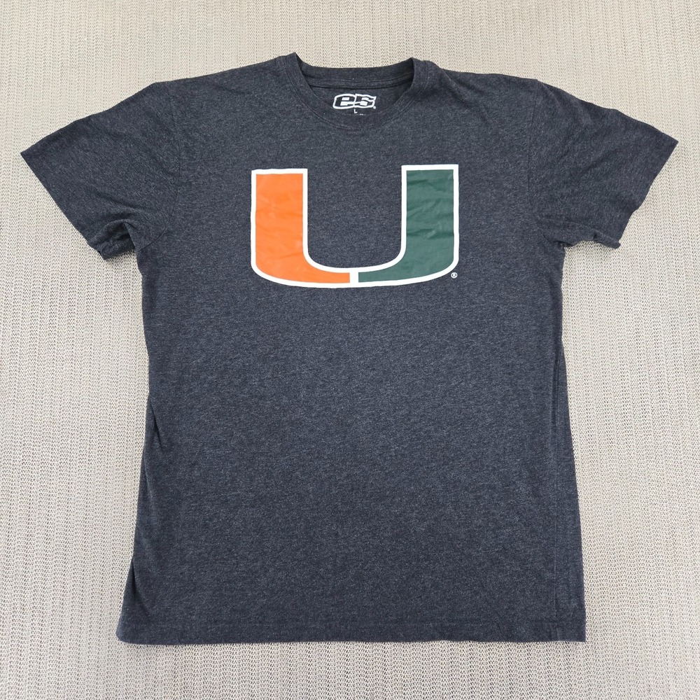 Miami Hurricanes Shirt Mens Large Gray Short Sleeve ACC Football Graphic Tee